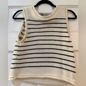 Zara Cream Knit Sleeveless Sweater Top